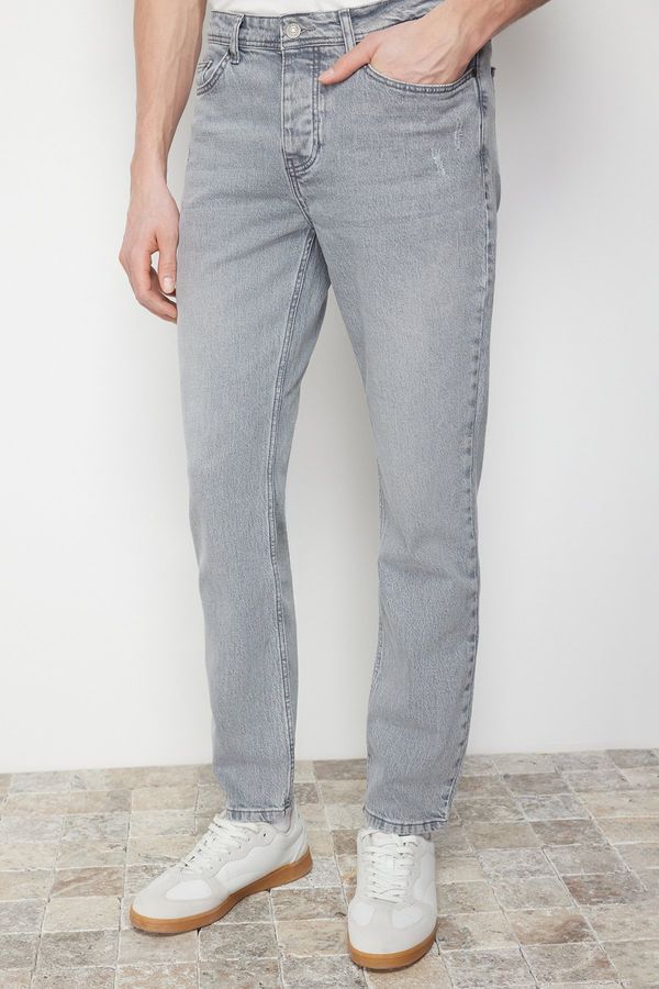 Trendyol Trendyol Gray Slim Fit Frayed Jeans Trousers