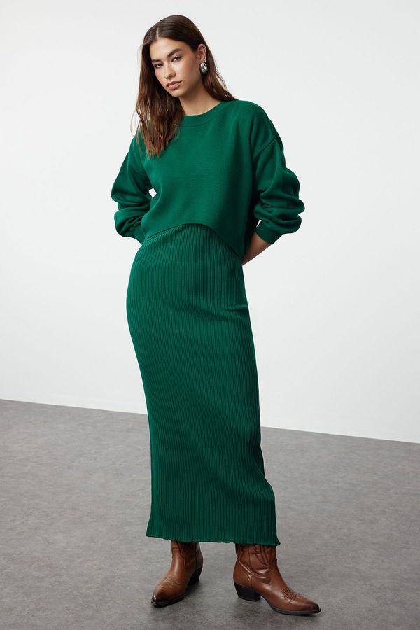 Trendyol Trendyol Green Midi Knitted Sweater-Dress Set