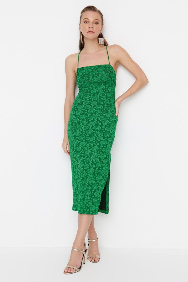 Trendyol Trendyol Green-Multi-Colored Knitted Textured Elegant Evening Dress