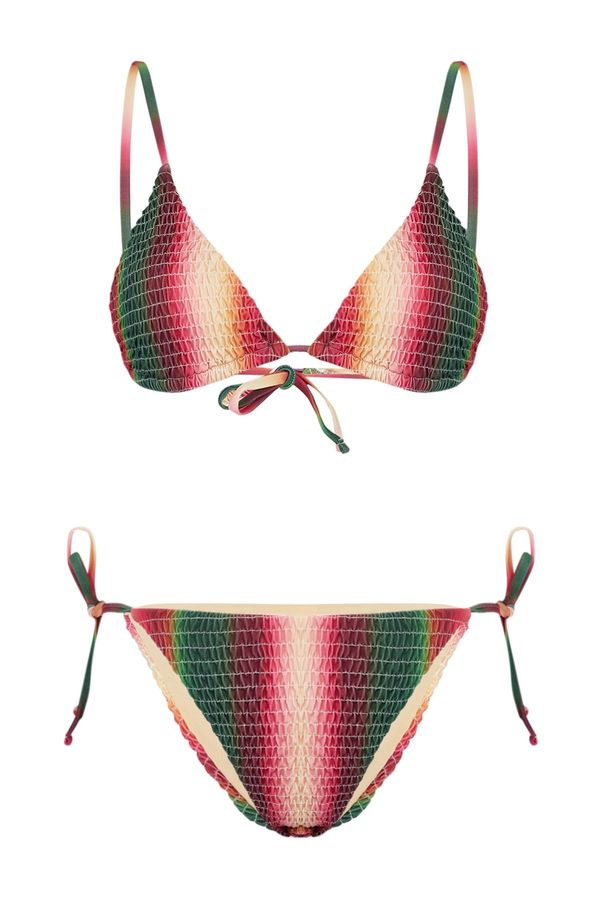 Trendyol Trendyol Green-Multicolor Gradient Triangle Normal Waist Bikini Set