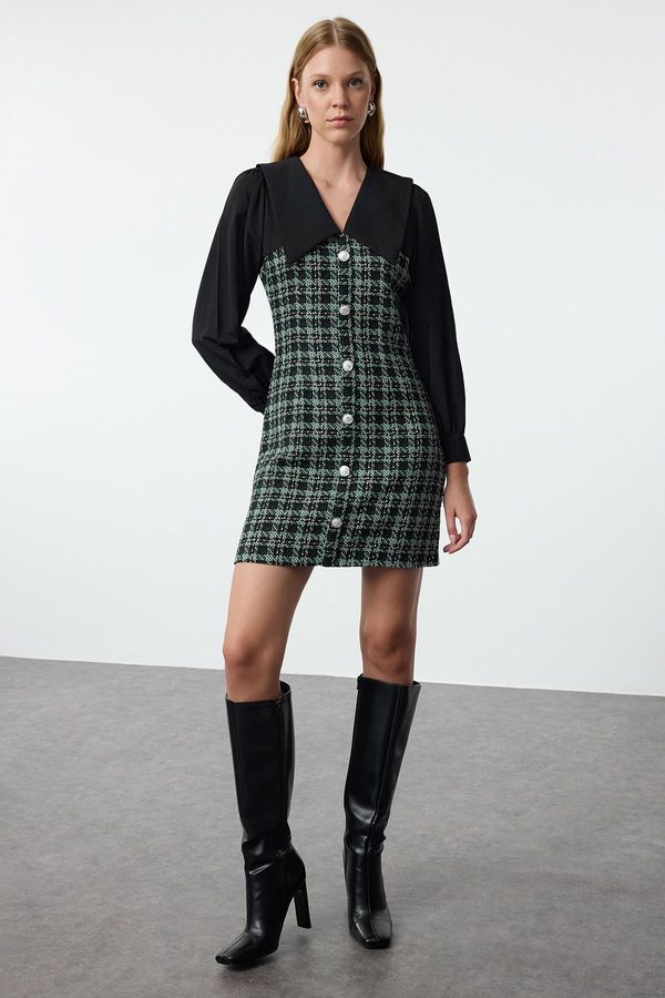 Trendyol Trendyol Green Plaid / Checkered Woven Dress