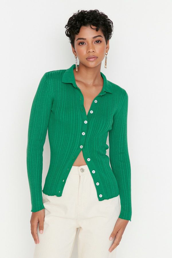 Trendyol Trendyol Green Polo Neck Knitwear Cardigan