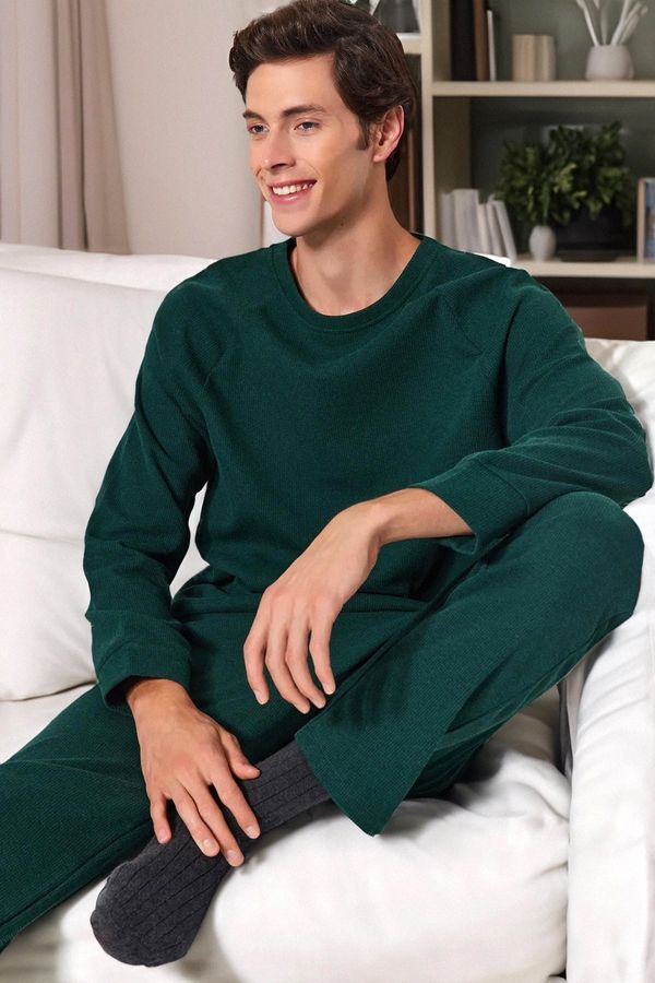 Trendyol Trendyol Green Regular Fit Waffle Knitted Pajamas Set