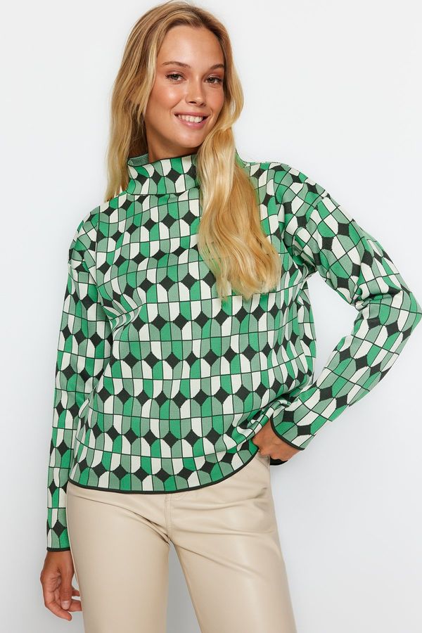 Trendyol Trendyol Green Self Patterned Knitwear Sweater