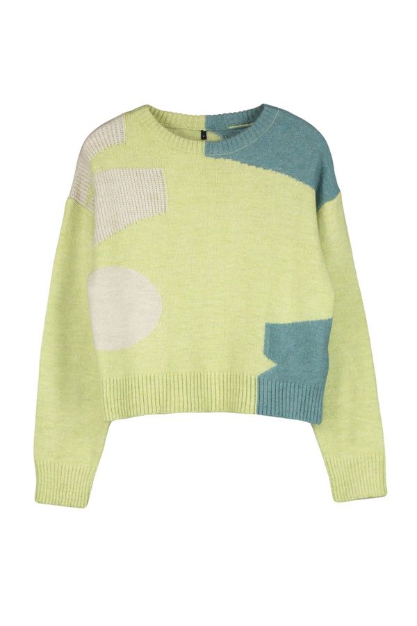 Trendyol Trendyol Green Soft Textured Color Blocked Knitwear Sweater