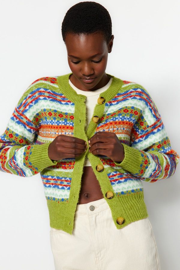 Trendyol Trendyol Green Soft Textured Patterned Knitwear Sweater