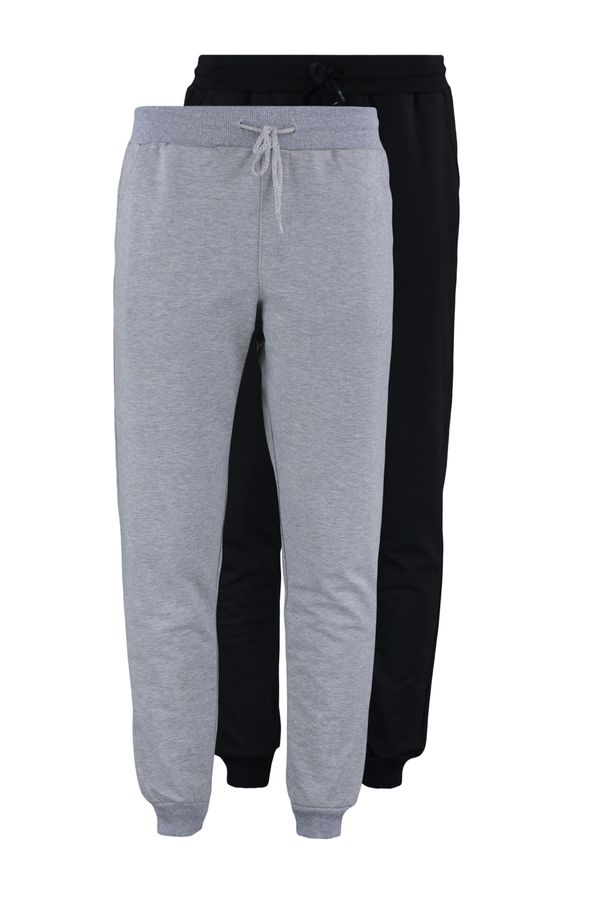 Trendyol Trendyol Grey-Black Regular/Normal Fit Elastic Jogger 2-Pack Sweatpants