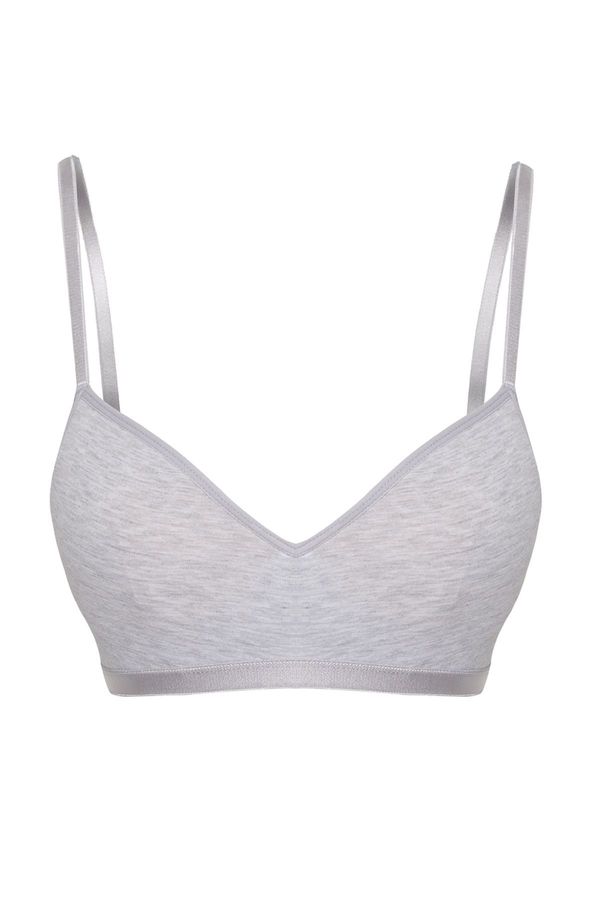 Trendyol Trendyol Grey Melange Cotton Non-wired Covered Rope Strap T-Shirt Bra Knitted Bra