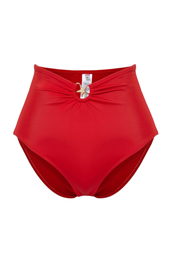 Trendyol Trendyol High Waist Hipster Bikini Bottom with Red Accessories