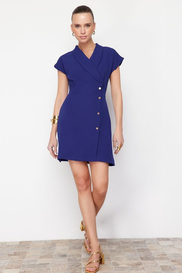 Trendyol Trendyol Indigo Double Breasted Form Button Detail Mini Woven Dress