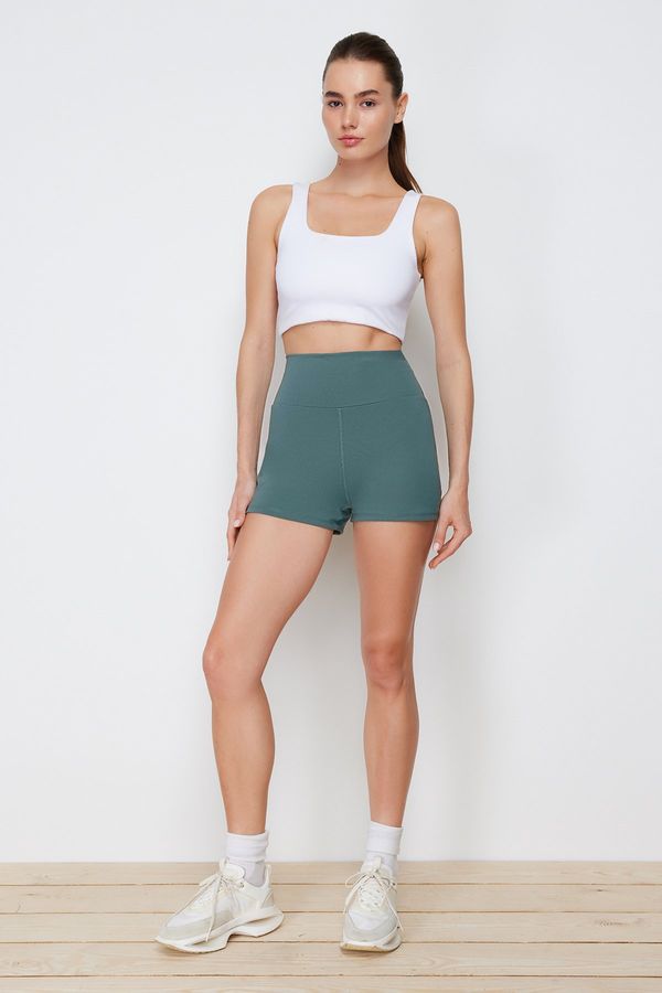 Trendyol Trendyol Khaki Compression Reflector Print Detail Wide Cut Knitted Sports Shorts Tights