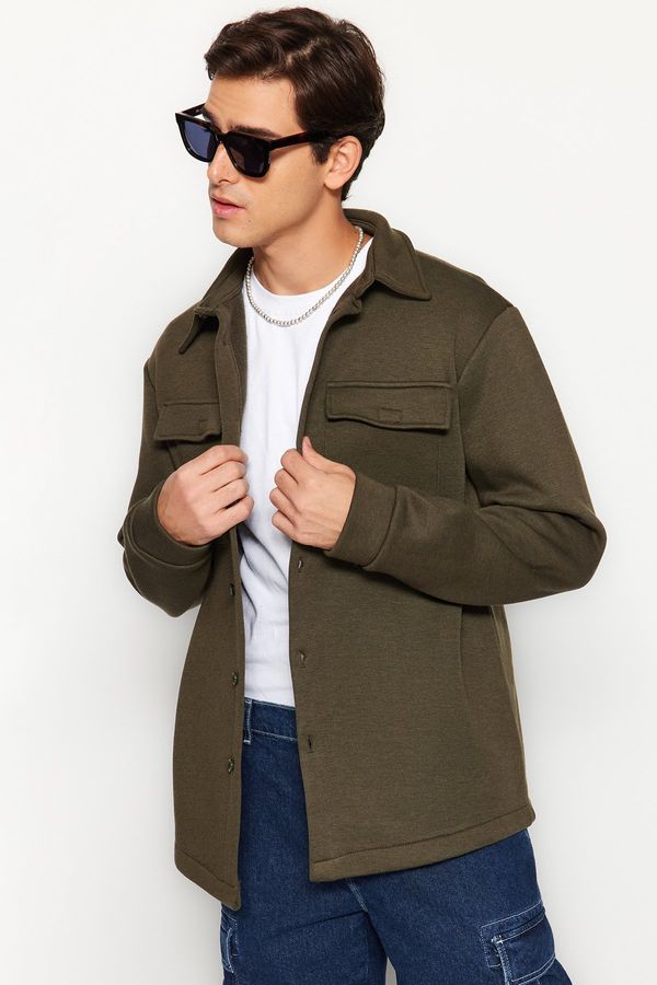 Trendyol Trendyol Khaki Regular/Normal Cut Shirt Inside Collar Polar Fleece/Warm Shirt