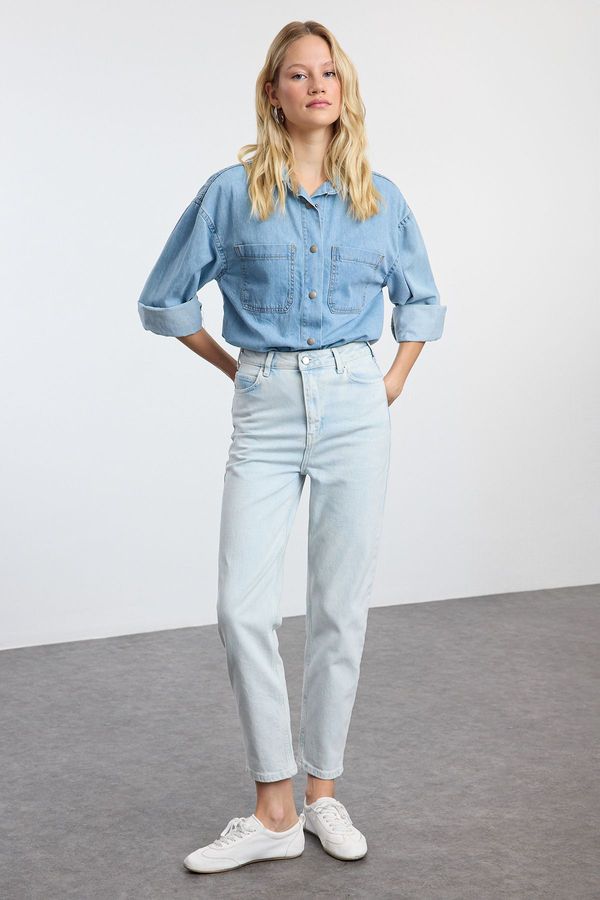 Trendyol Trendyol Light Blue High Waist Slim Mom Jeans