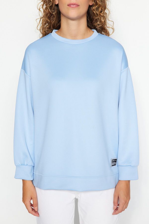 Trendyol Trendyol Light Blue Label Detail Diver/Scuba Knitted Sweatshirt