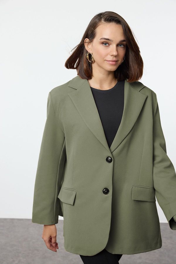 Trendyol Trendyol Light Khaki Extra Oversize Blazer Jacket