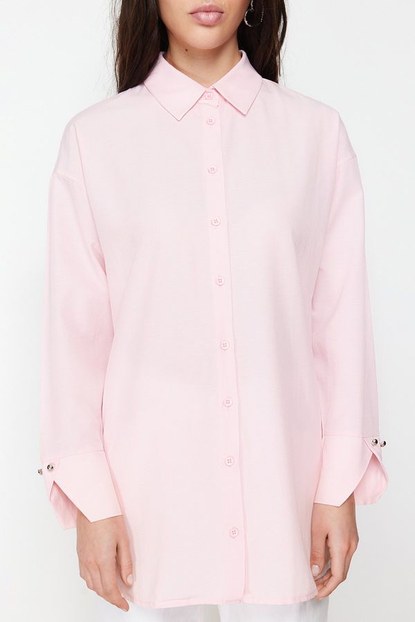 Trendyol Trendyol Light Pink Cuff Detailed Woven Shirt