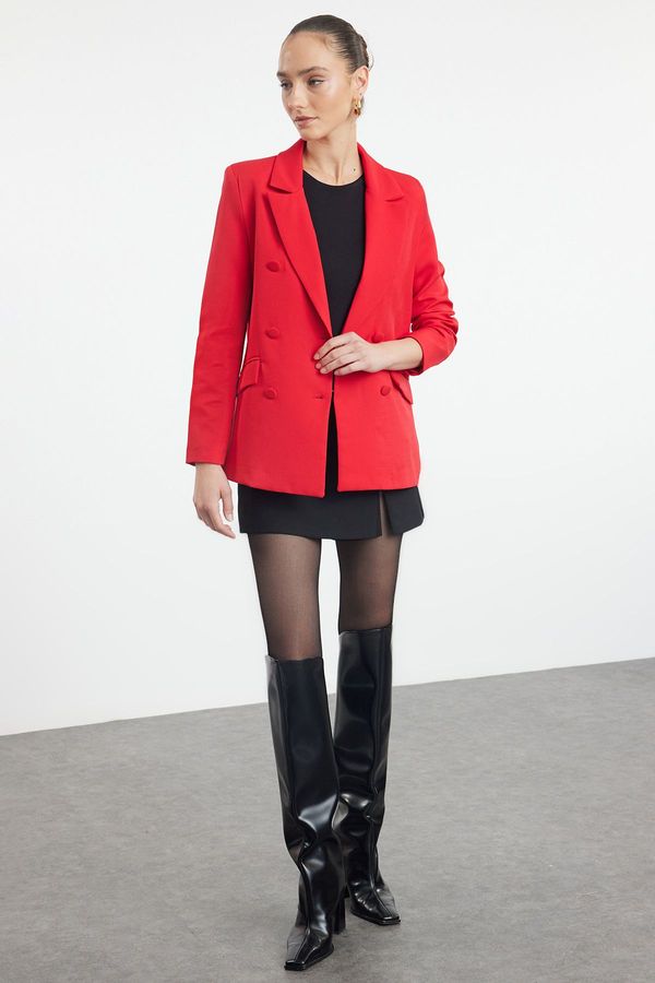 Trendyol Trendyol Light Red Regular Lined Double Breasted Closure Woven Blazer Jacket