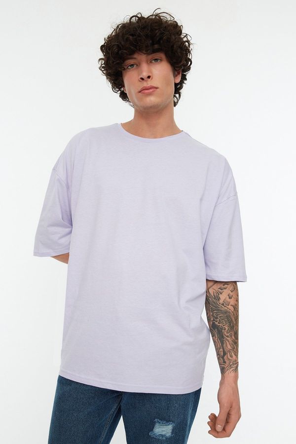 Trendyol Trendyol Lilac Oversize/Wide Cut Basic Crew Neck Short Sleeve 100% Cotton T-Shirt