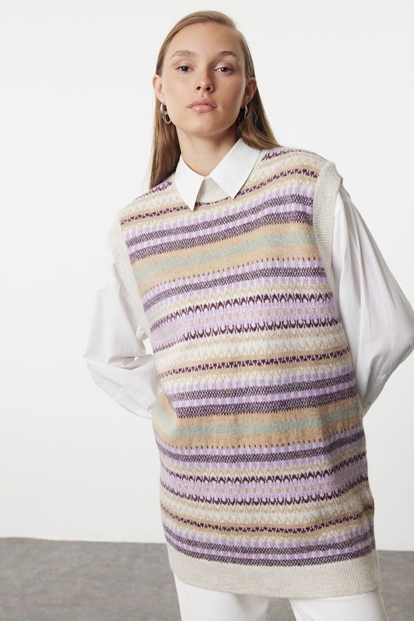 Trendyol Trendyol Lilac Patterned Knitwear Sweater