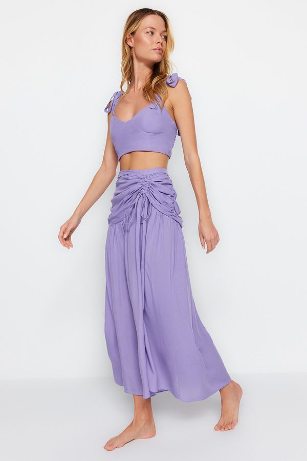 Trendyol Trendyol Lilac Woven Tie Blouse and Skirt Set