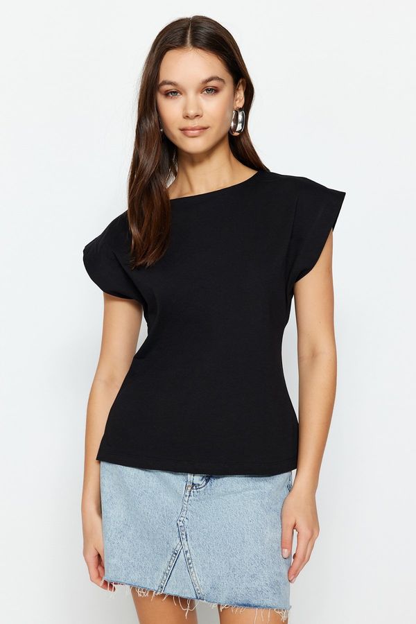 Trendyol Trendyol Limited Edition Black 100% Cotton Basic Knitted T-Shirt