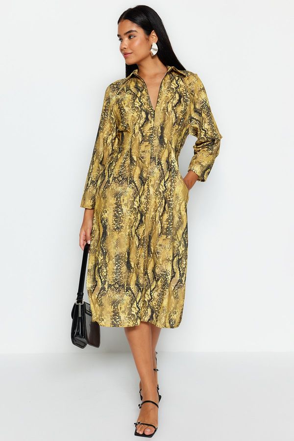 Trendyol Trendyol Limited Edition Multi-Colored Comfortable Fit Animal Patterned Woven Dress