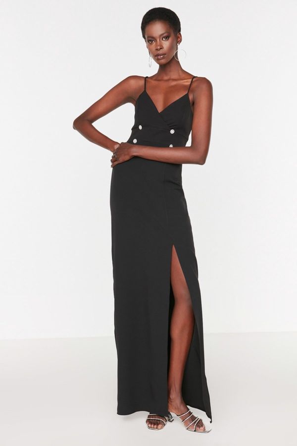 Trendyol Trendyol Long Evening Dress With Black Collar Detailed