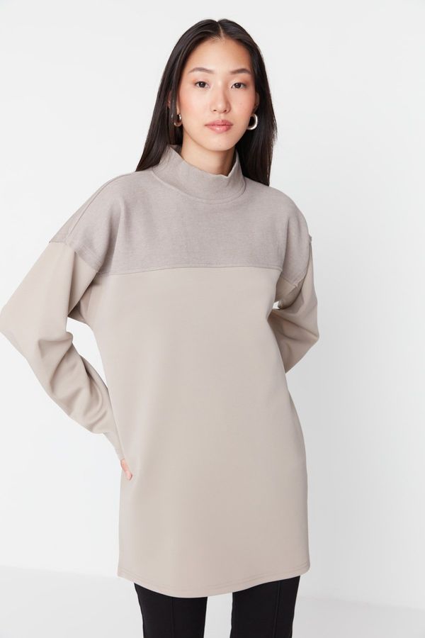 Trendyol Trendyol Mink Color Blocked Knitted Tunic