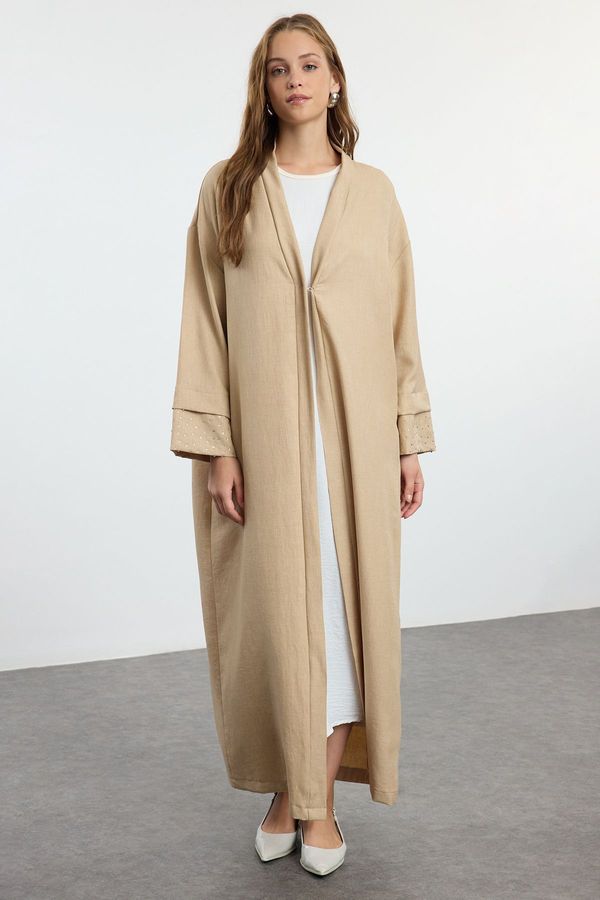 Trendyol Trendyol Mink Cuff Stone Detailed Woven Cape & Abaya & Abaya