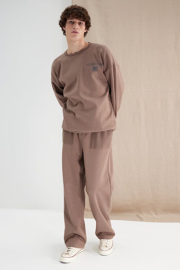 Trendyol Trendyol Mink Men's More Sustainable Oversize Pocket Textured Fabric Detailed Sweatpants