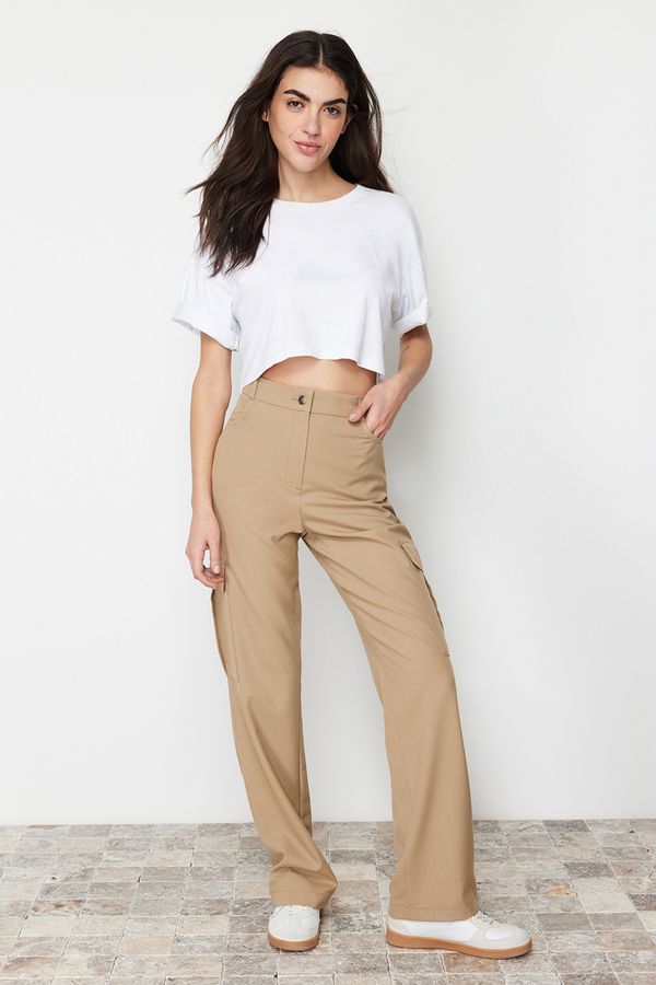 Trendyol Trendyol Mink Straight/Straight Cut Woven Trousers with Cargo Pocket