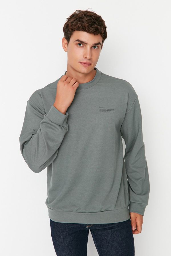 Trendyol Trendyol Mint Relaxed Fit Crew Neck Minimal Text Printed Sweatshirt