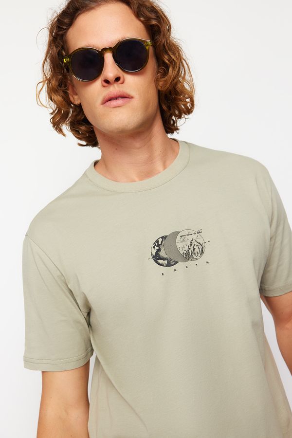 Trendyol Trendyol Mint Relaxed Printed 100% Cotton T-Shirt