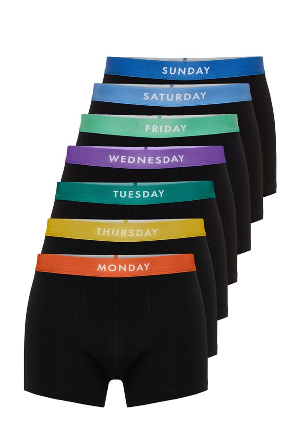 Trendyol Trendyol Multi Color 7 Pack Days of the Week Elastic Detailed Basic Cotton Boxer