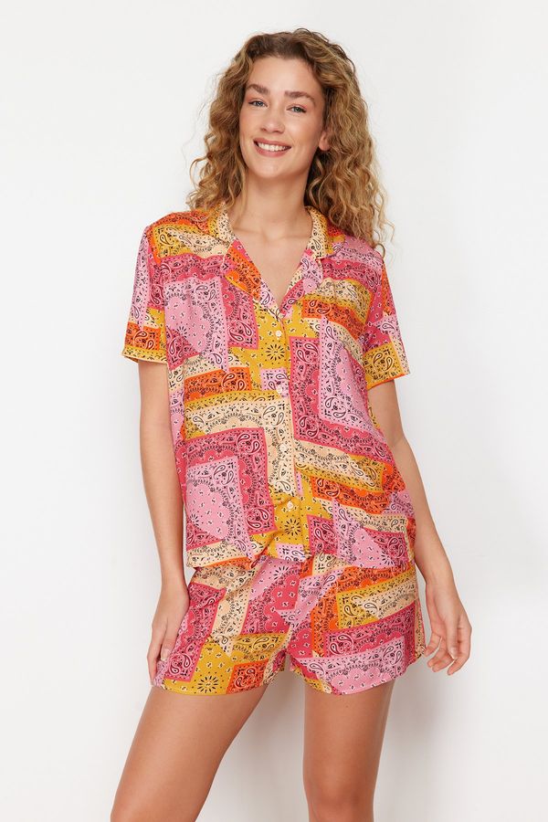 Trendyol Trendyol Multi Color Ethnic Pattern Viscose Woven Pajamas Set