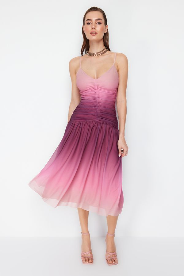Trendyol Trendyol Multicolored A-Line Tulle Knitted Dress