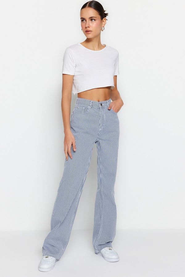 Trendyol Trendyol Multicolored Striped High Waist Wide Leg Jeans