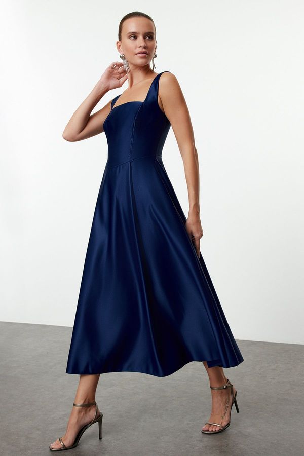 Trendyol Trendyol Navy Blue A-Line Satin Woven Dress