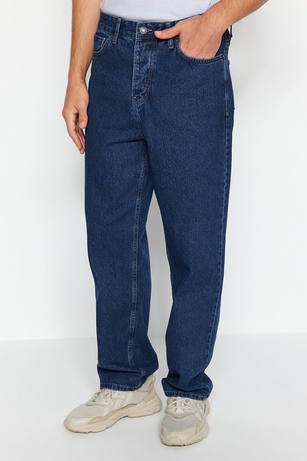 Trendyol Trendyol Navy Blue Baggy Fit Jeans Denim Trousers