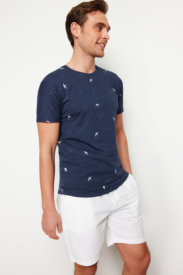 Trendyol Trendyol Navy Blue Regular/Normal Fit Patterned T-Shirt