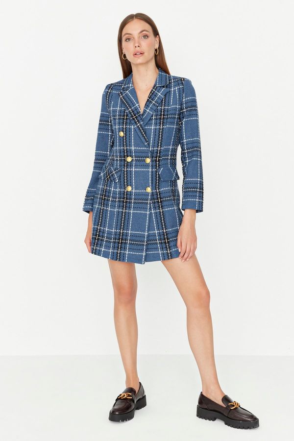 Trendyol Trendyol Navy Blue Woven Button Detailed Jacket Dress