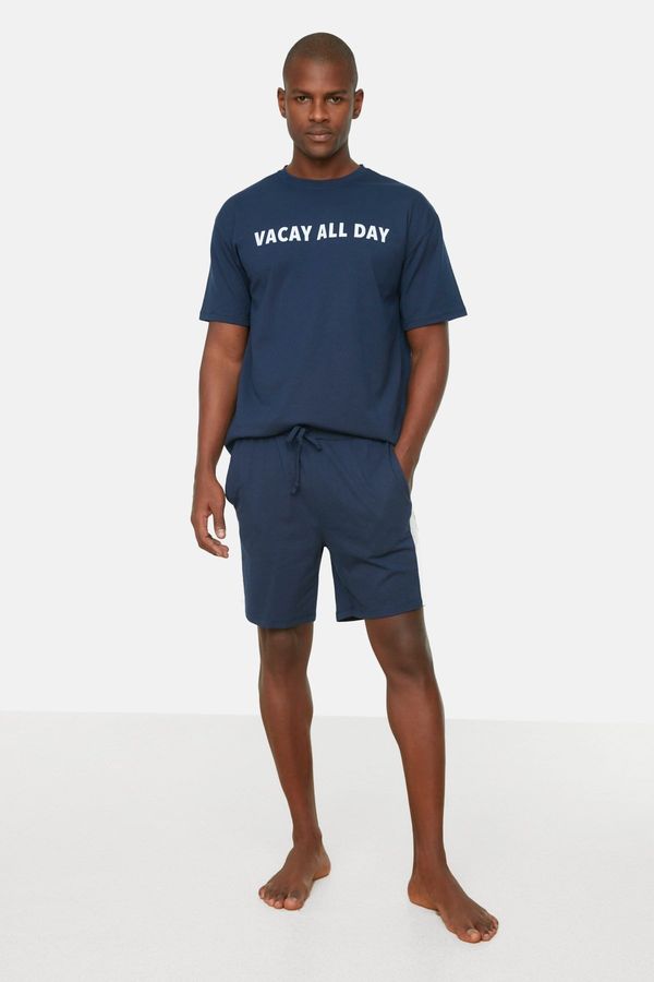 Trendyol Trendyol Navy Regular Fit Printed Shorts Pajamas Set