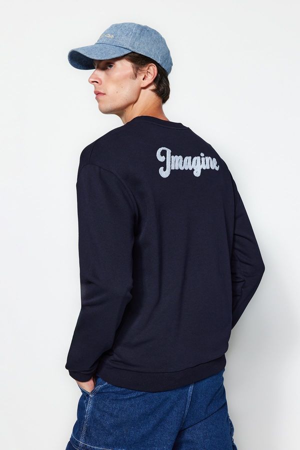 Trendyol Trendyol Navy Regular/Real Fit Long Sleeve Crew Neck Embroidered Sweatshirt