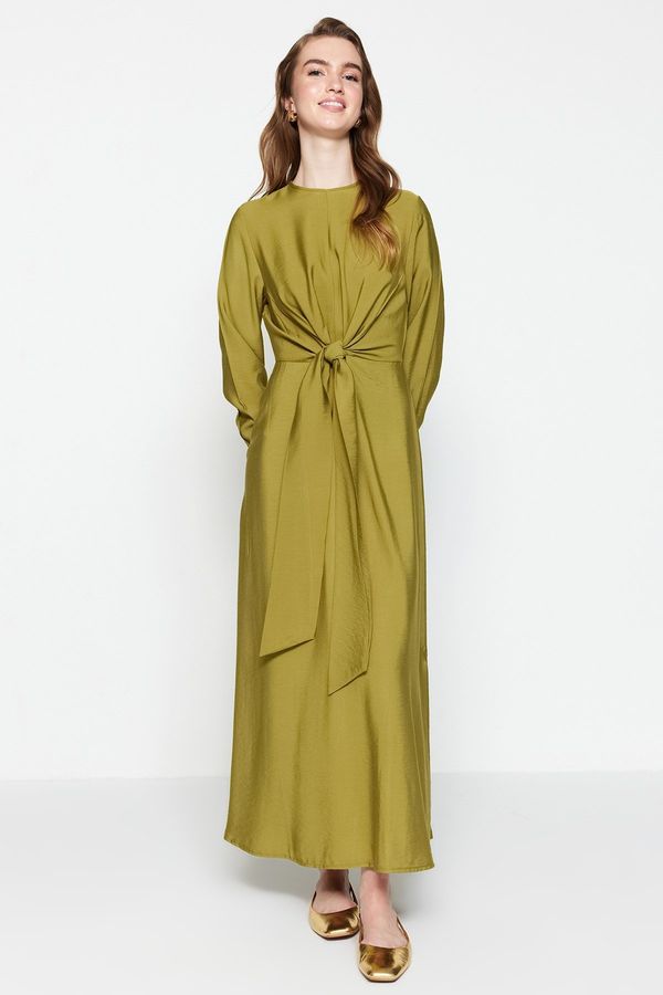 Trendyol Trendyol Oil Green Woven Dress with Tie Waist Detail