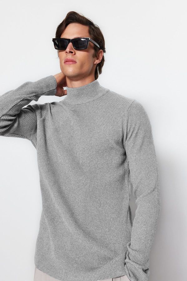 Trendyol Trendyol Open Unisex Fitted Half Turtleneck Plain Knit Sweater