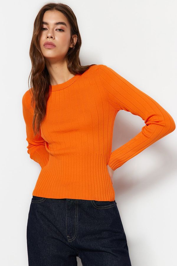 Trendyol Trendyol Orange Basic Crew Neck Knitwear Sweater