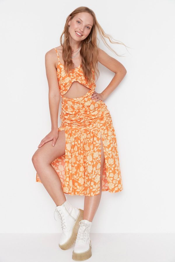 Trendyol Trendyol Orange Cut Out Detailed Woven Dress