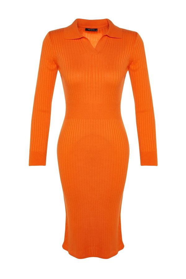 Trendyol Trendyol Orange Midi Knitwear Polo Neck Dress