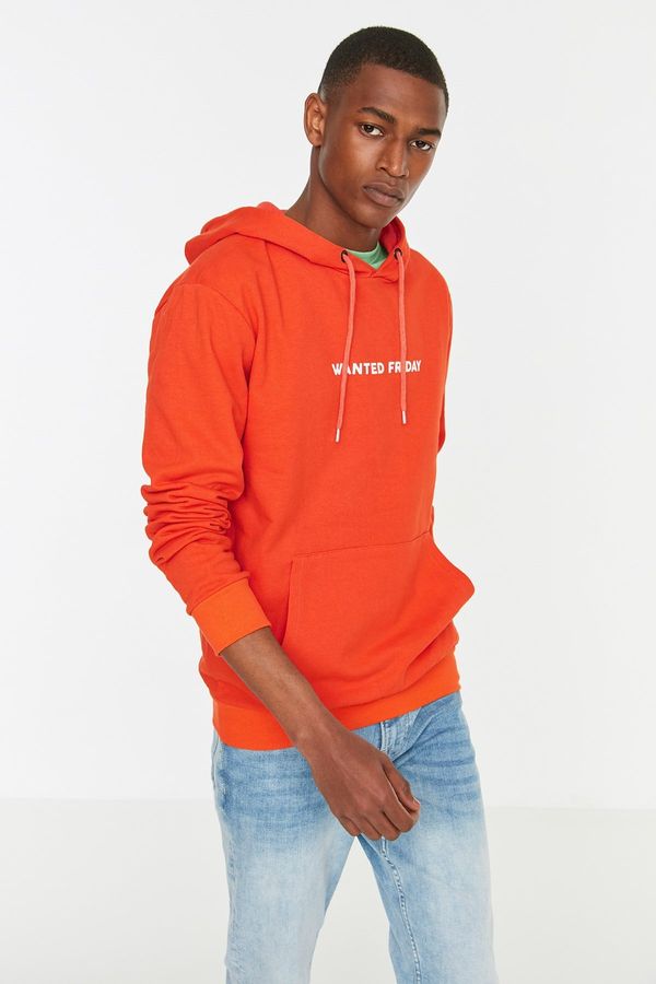 Trendyol Trendyol Orange Regular Hooded Long Sleeve Sweatshirt