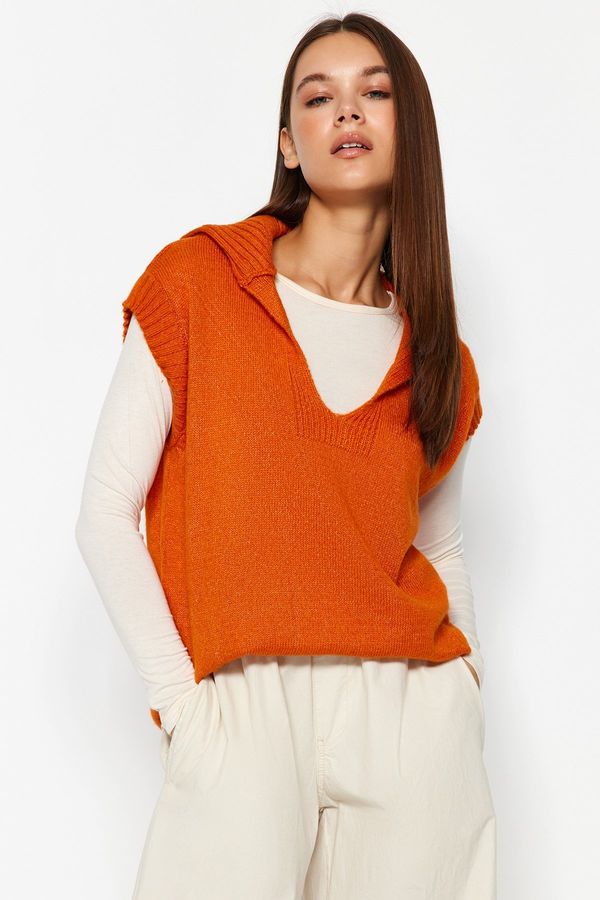 Trendyol Trendyol Orange Soft Textured Polo Neck Knitwear Sweater